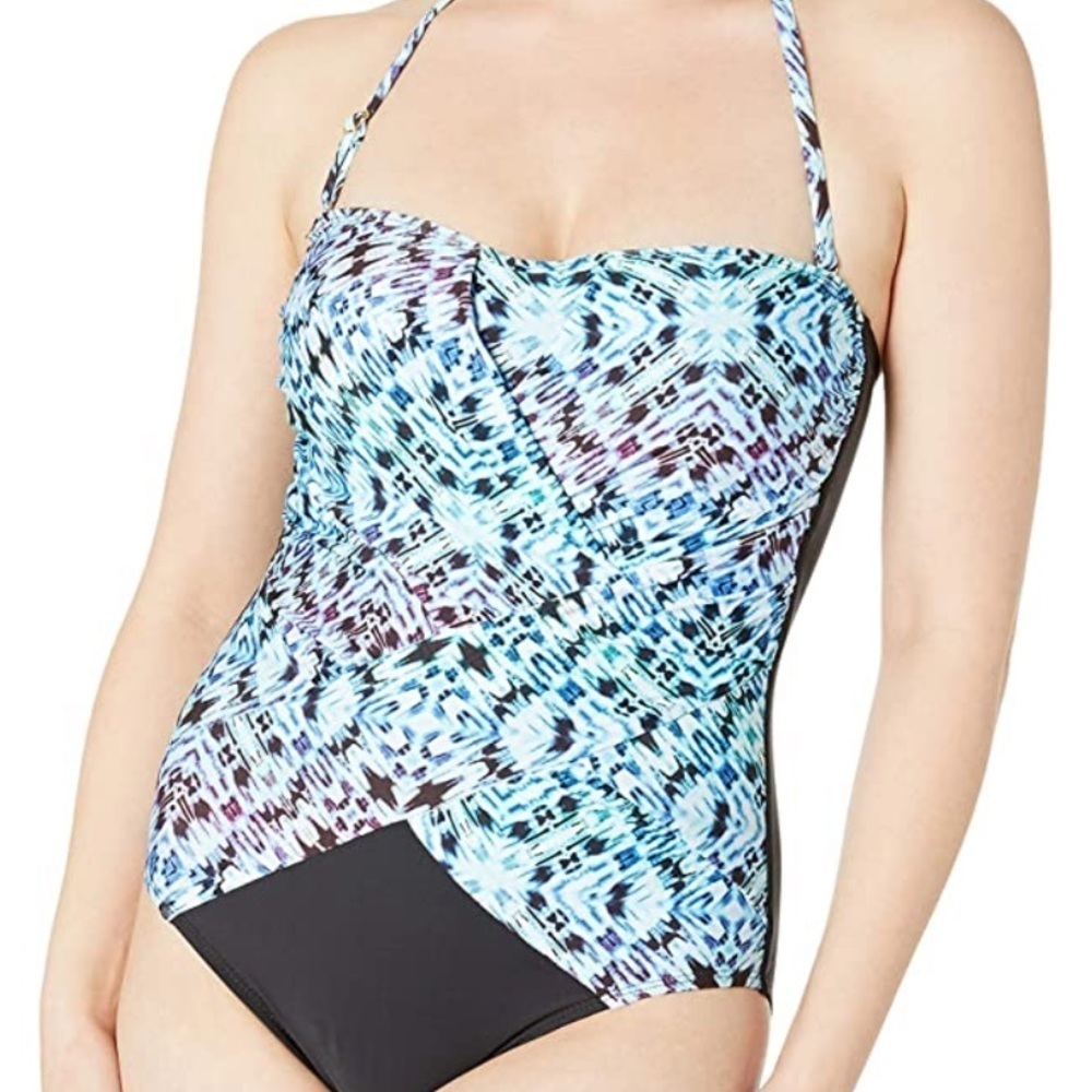 Athena Blouson Bandeau Indigo Essence Halter Strapless One Piece Bathing Suit 14